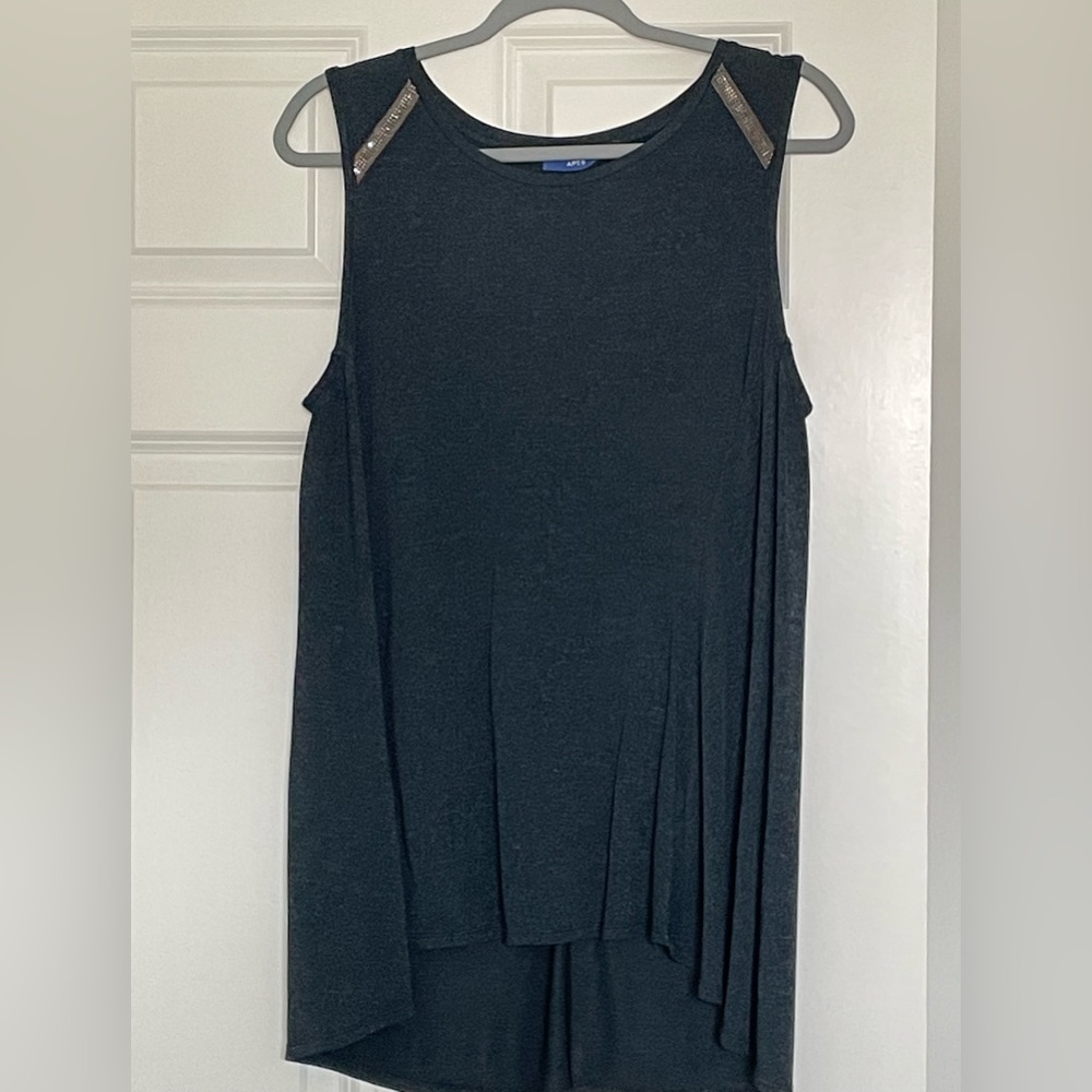Apt 9 Tank Blue Black, Black Silver Embellishments NWT Large
